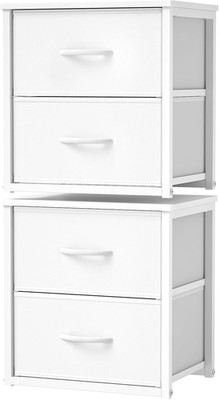 2-Pack Stackable Storage Drawers (4 Drawers Total), White Closet Organizer with