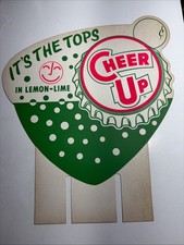 Panneau carton pop soda cheer up couleurs vives vers 1950 vintage NOS prix d'affichage
