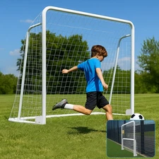 Soccer Net 8x6FT Soccer Goal for Backyard Steel Frame for Kids with Carrying Bag