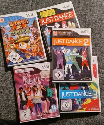 Wii 5x Tanzspiele (Just Dance 1-3, Samba De Amigo, Lets Dance)