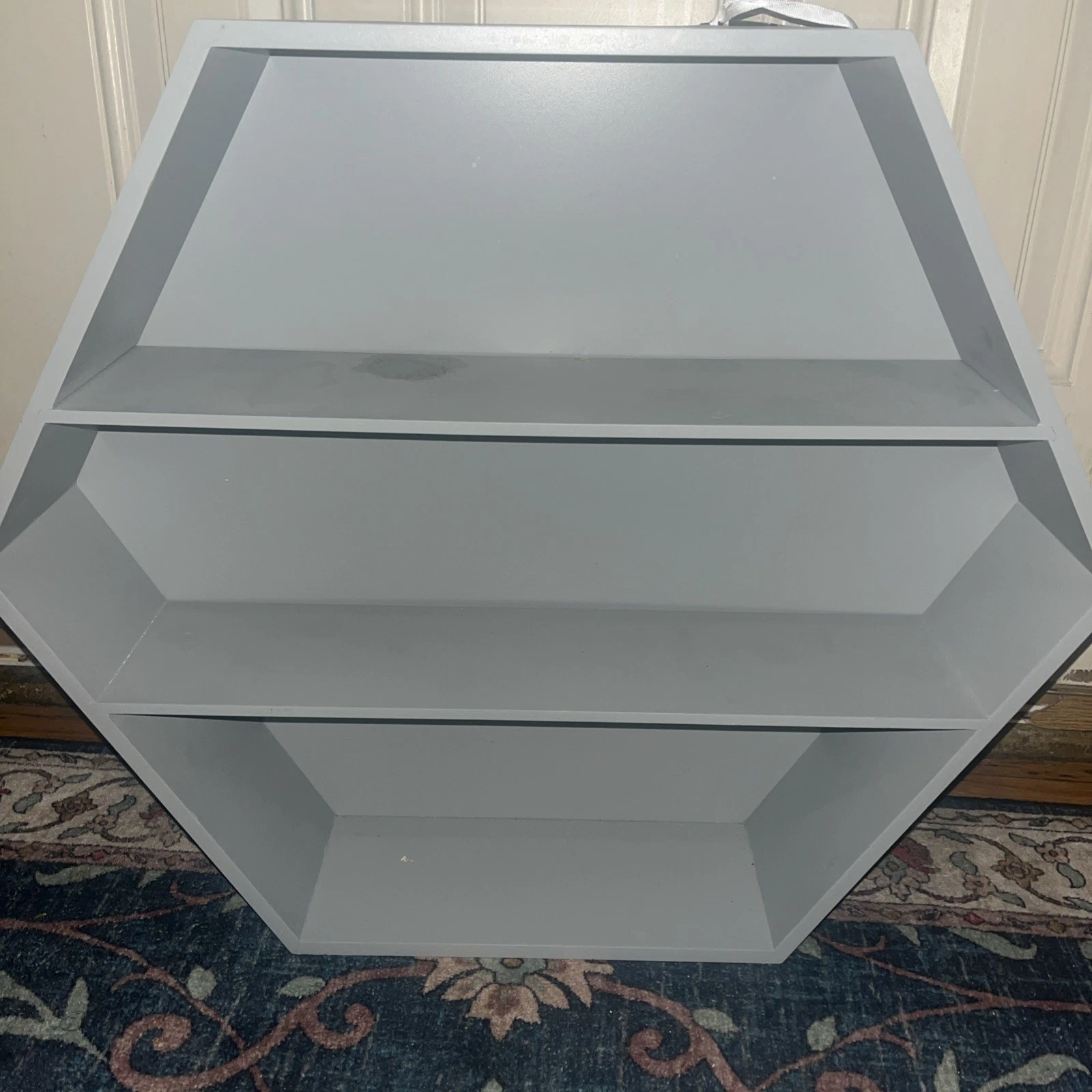 Geometric Wooden Shelf Gray Wall Hanging or Stand Alone 18 in x 20.5 in