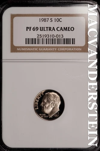 1987-S Roosevelt Dime - NGC PF 69 Ultra Cameo - Proof  Lustrous  #SLH534