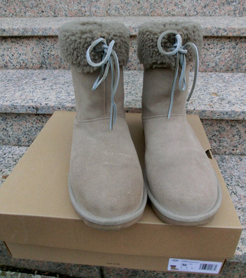 UGG Boots Stiefel Sarissa Shearling Short Gr 41 Farbe Dune sandfarben UK 8 Leder