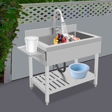 Single Bowl Kitchen Sink, Stainless Steel Sink, Kitchen Sink with Pull-Out Fauce
