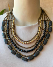 Vintage Multi Strand Beaded Statement Necklac...