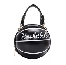 Women’s Basketball Bag Purse Double Handles Zippered Black White Sports Handbag