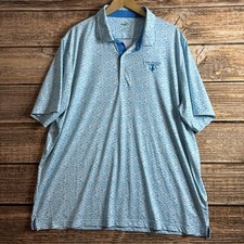 Puma Polo Shirt Men's 2XL Fish All Over Print Golf Performance Stretch LOGO