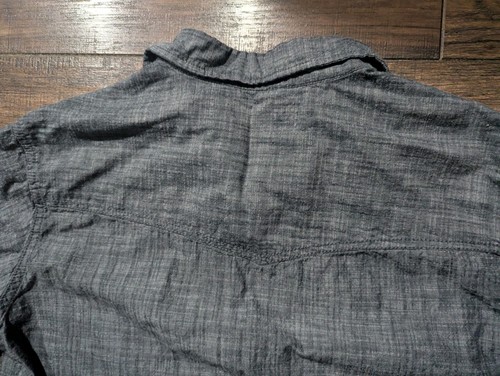 PD&C Stonewash Gray Women's Western Style Button Down Pink Pearl Snaps Size LRG - Picture 12 of 16