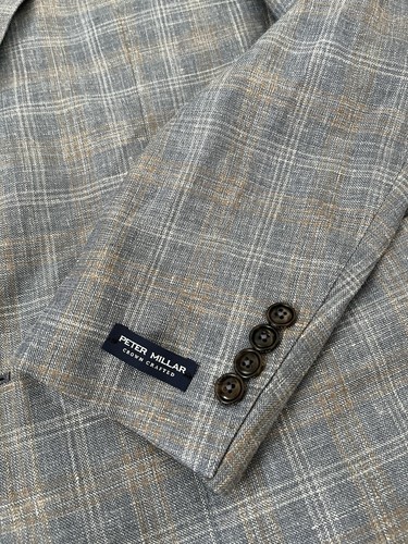 PETER MILLAR Crown Crafted Andover Plaid Sport Coat Blazer Jacket Blue 42L NWT - Picture 6 of 15