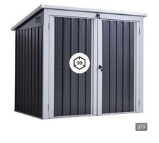 Outsunny 3.2 x 5.1ft Corrugated Steel Two-Bin Storage Shelter - Black
