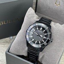 NUEVO✅ Reloj Hombre Bulova Clásico Deportivo Negro Ion Chapado Acero Inoxidable Fecha 98B361