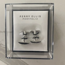 Perry Ellis portfolio cufflinks brand new never opened silver