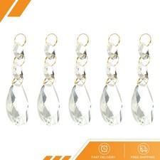 5 x Clear Crystal Teardrop 38mm Chandelier Prisms Parts Hanging Beads Clear