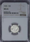 1945 Mercury Dime 10c NGC MS65