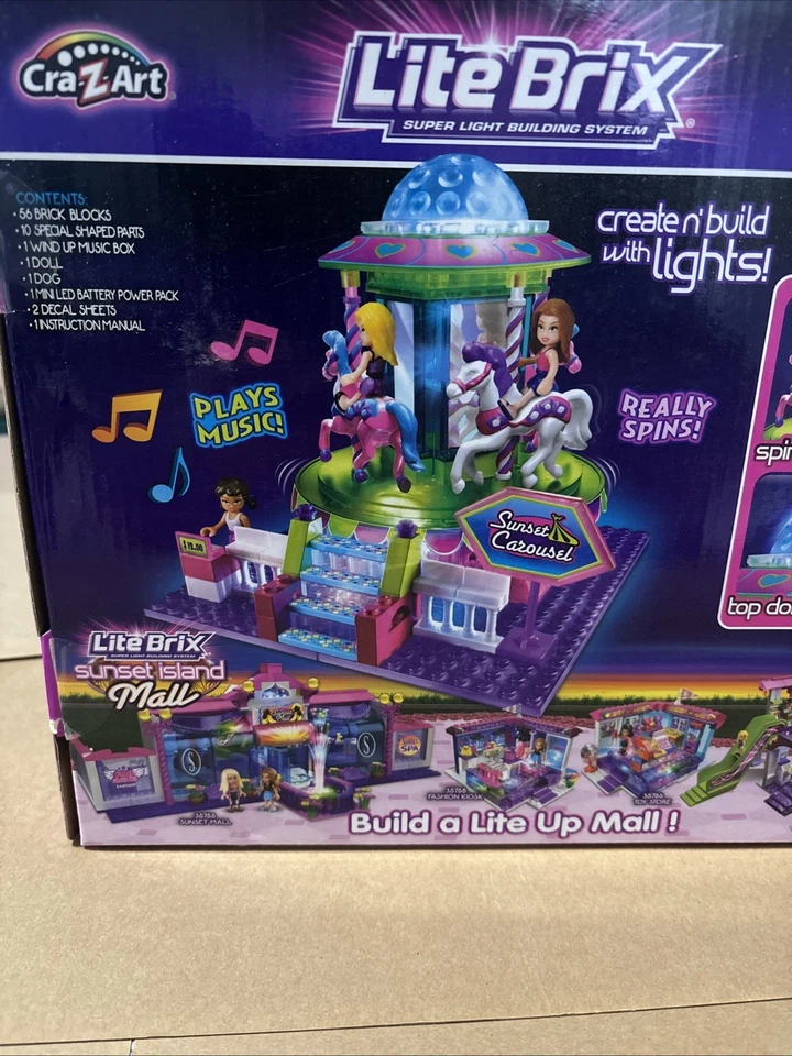 Lite Brix Carousel Create N Build, Lights, Spins, Music, Sophia, Chloe Craz Art - Image 3 of 4