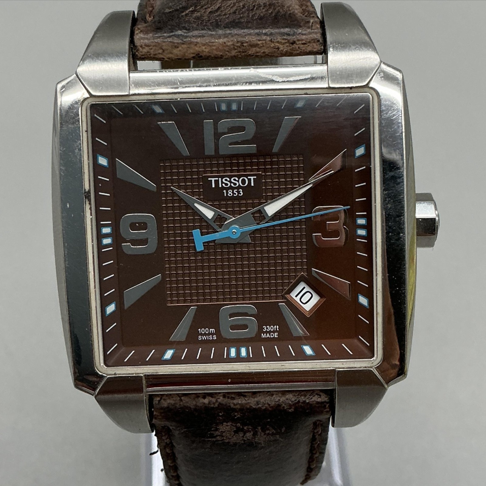 Tissot Men Watch 37mm Brown Dial Brown Leather Swiss Date T005.510.A New Battery