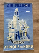 Affiche Ancienne Air France Afrique du Nord Par Villemot 31x50cm