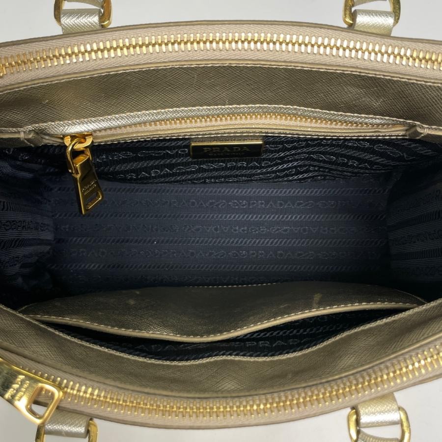 PRADA Galleria 2-Way Shoulder Bag Handbag Leather Gold #BS908 thumbnail 7