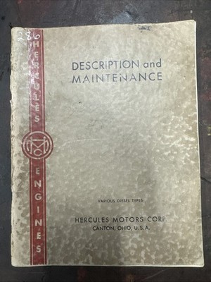 HERCULES DHXB DRXB Operation MAINTENANCE MANUAL DIESEL ENGINES Book Service Shop