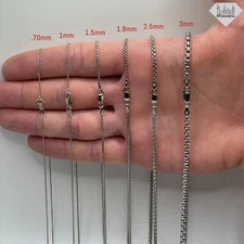 Italian Solid Sterling Silver Round Box Chain Necklace 925 Silver Chain UNISEX