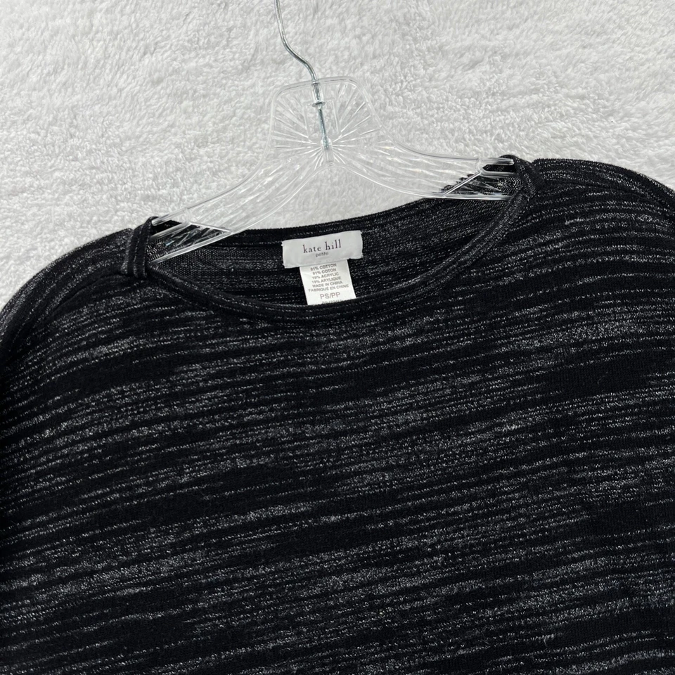 Suéter Kate Hill Mujer PS Negro Petites Pullover Cuello Redondo Top Manga Larga Foto 3 de 4