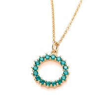 9ct Yellow Gold on Silver simulated EMERALD Circle of Life Pendant Necklace 18"