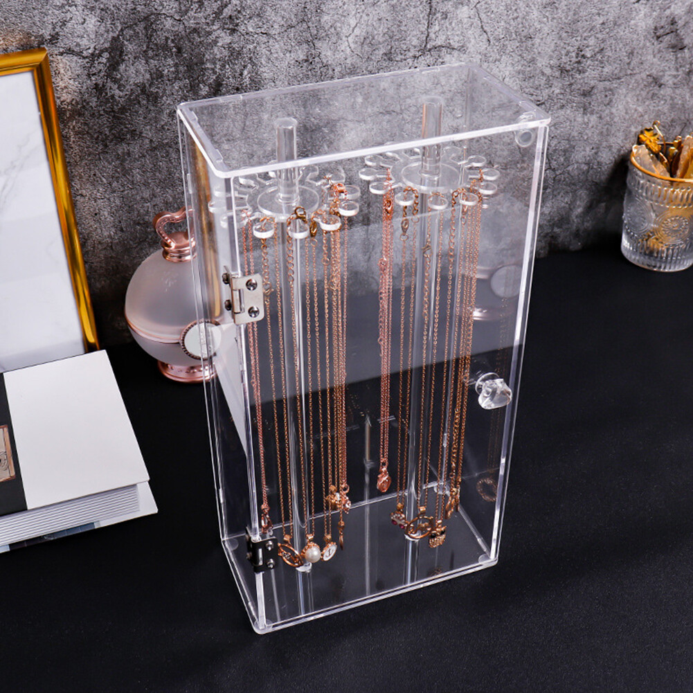 Jewelry Pendant Storage Box Rotation Necklace Display Stand Desktop 24 ...