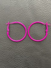 FUN NEW PAIR WOMEN'S HOOP EARRINGS 35MM DARK PINK