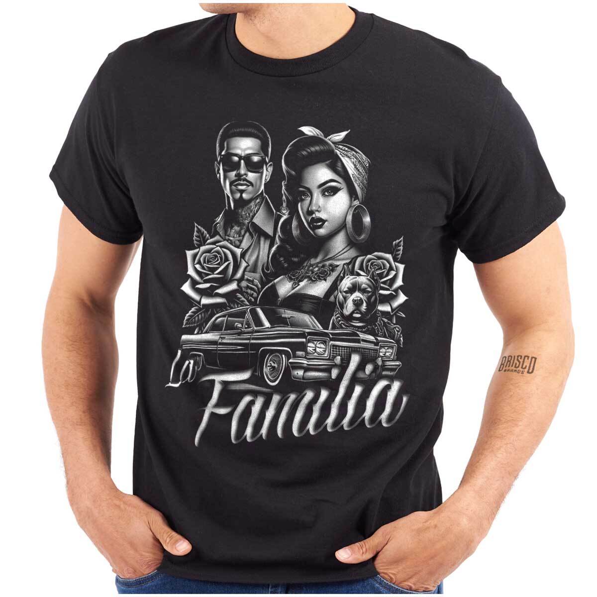 La Familia Chicana Cholo Low Rider Roses Womens or Mens Crewneck T