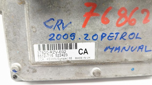 HONDA CRV 2006 - 2012 ENGINE ECU 2.0 PETROL 76862 37820-RZV-E02 - Picture 2 of 8
