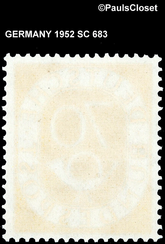 GERMANY 1952 SC 683 NUMERAL & POST HORN DP YELLOW 70pf MNH OG F/VF - Image 3 of 3