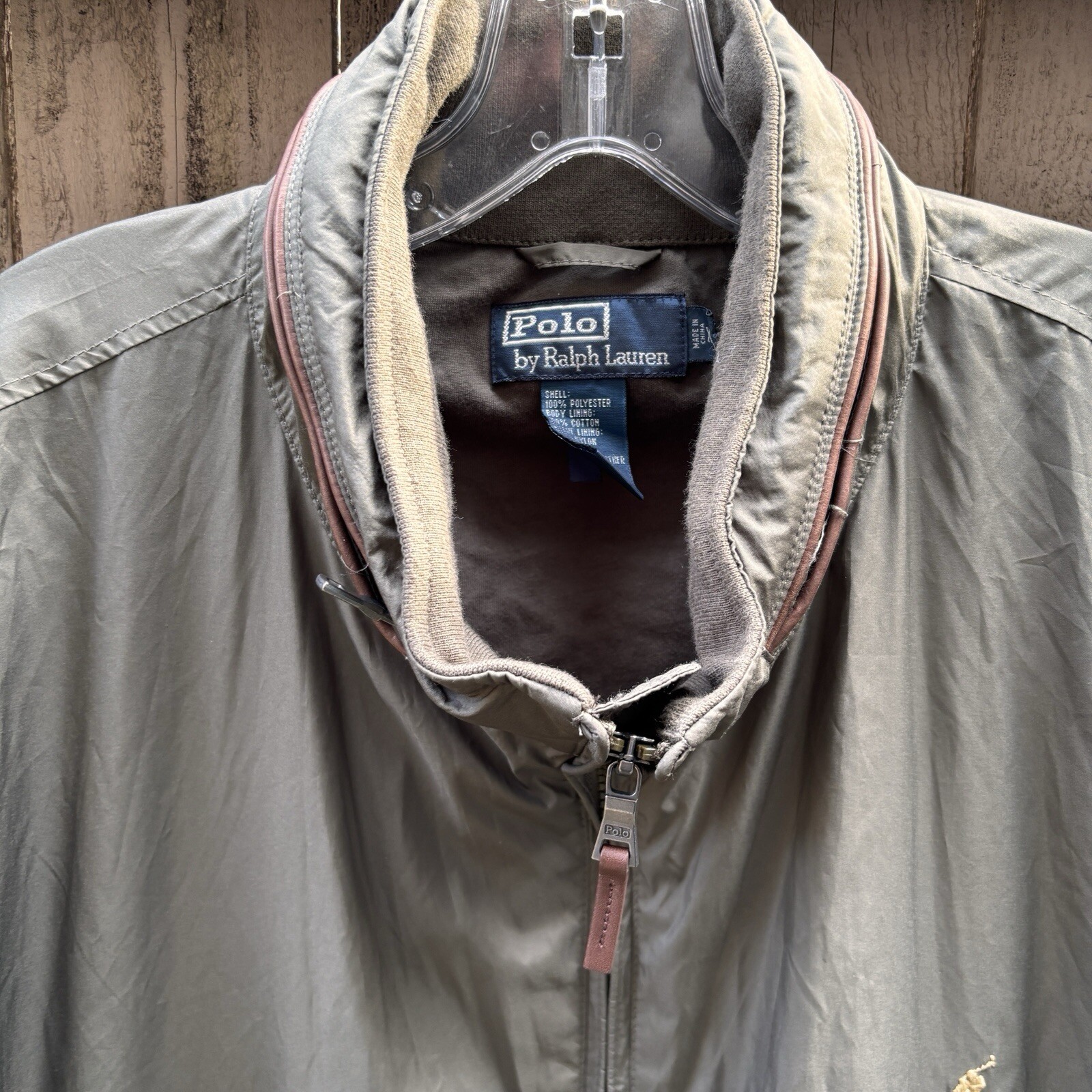 Giacca a vento uomo Polo Ralph Lauren sportiva taglia XXL verde oro pony