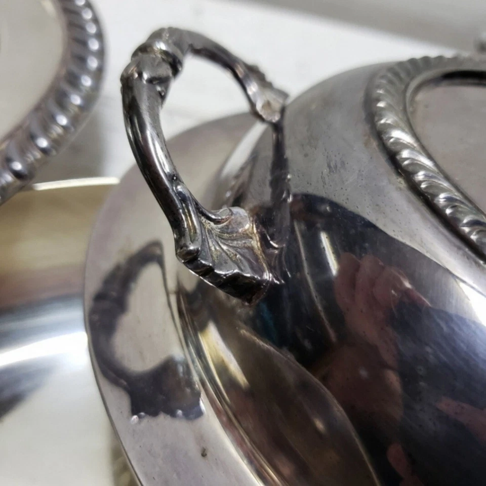 Sheffield Silver Co. (EE. UU.) de colección 3 piezas. plato para servir plata cobre galvanizado Foto 4 de 4