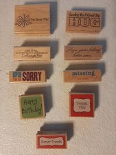 Mixed Lot Of 9 Rubber Stamps Friendly Phrases
