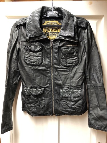 Superdry Ladies Leather Jacket MEDIUM 