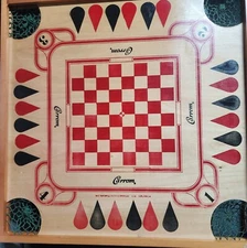 Vintage Carrom  26"x26" Game Board Game Rule Book Box 1970s Affiliated Hospital 
