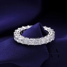 2 Carat Princess Cut Full Eternity Wedding Band Solid 14k White Gold For Women