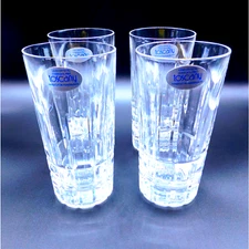 Emerald by Toscany Highball Hand Cut Crystal Glass Set of 4 Vintage 