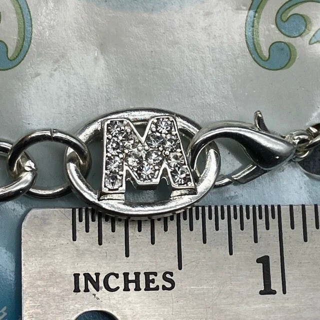 Bella Nina инициалы браслет письмо M Русский новый 7,5 в со стразами серебряная цепочка - Изображение 2 из 4