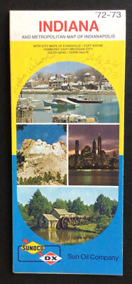1972-73 Sunoco oil highway travel road map of Indiana #29