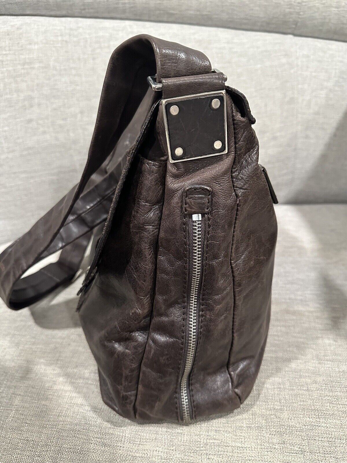 Orciani Leather crossbody satchel messenger \ Bus… - image 5