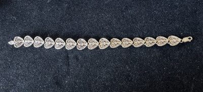 Filigranes Herz Gliederarmband 925 goldfarben 8,5'' Karabinerverschluss