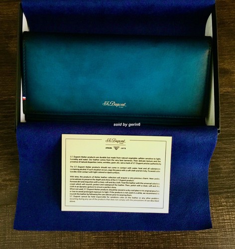 S.T. Dupont Atelier Long Leather Wallet, Blue, 190211, New In Box - Picture 4 of 6