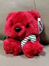 Puffkins Limited Edition "Jangles" bear candy cane christmas beanie plush NWT