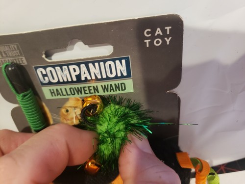 Companion Halloween Witch Wand Pet Cat 3 Toys Feather Teaser Kitten Play MIP - Picture 6 of 9