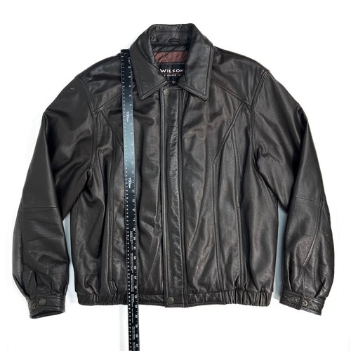 Vintage Wilsons Leather Mens Sz L Dark Brown Zip Jacket Snaps 1990s Thinsulate - Bild 16 von 24