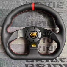 Omp 13inch Leather Steering Wheel D-shaped Steering Wheel Red Line-320mm Omp 13inch Leather Steering Wheel D-shaped Steering Wheel Red Line-320mm