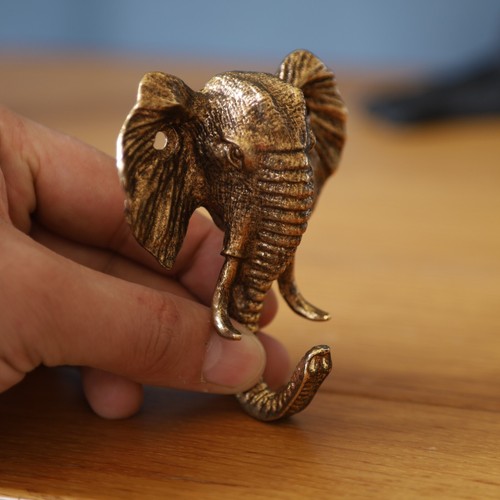 Antico gancio da parete elefante rame metallo cappello chiavi ornamento casa gancio appendiabiti - Foto 3 di 3