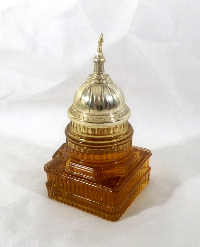 Avon 5 oz Leather After Shave Capitol Building Glass Bottle with Gold Dome Top - Picture 6 of 9