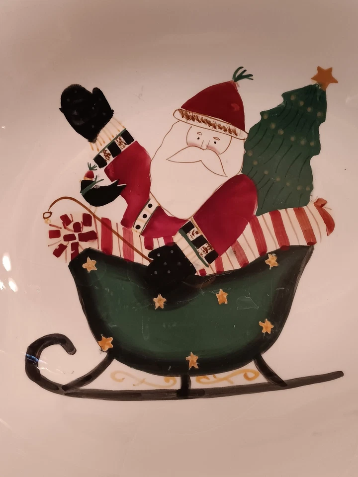 Debbie Mumm Sakura Santa en trineo ovalado tazón grande SANTA'S SPIRIT... Foto 4 de 4
